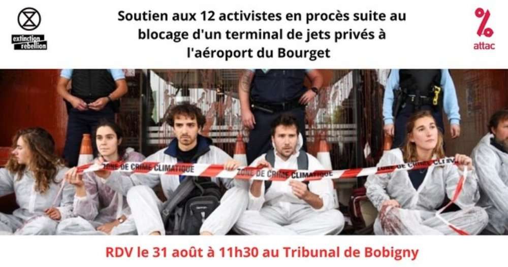Solidarity rally for activists on trial over Le Bourget private jet action