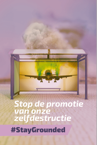 A sharepic of a photo from last year's action week against airline advertising and text about the upcoming webinar