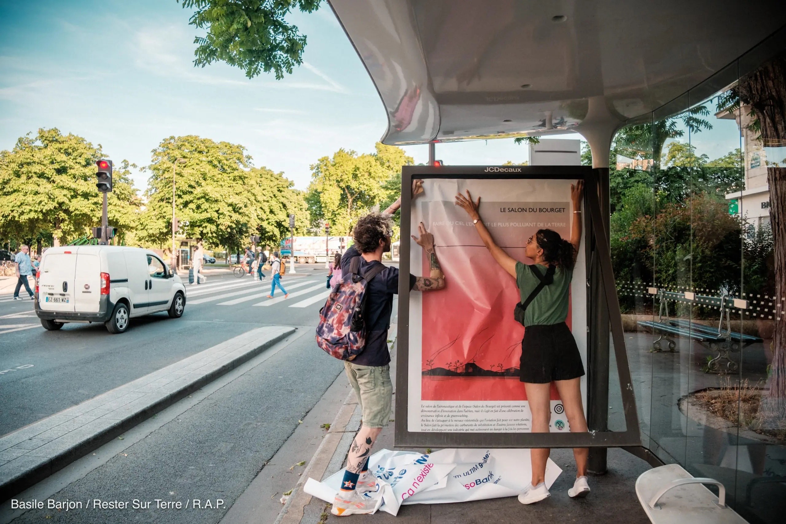 A subvertising action at the Paris Air Show.