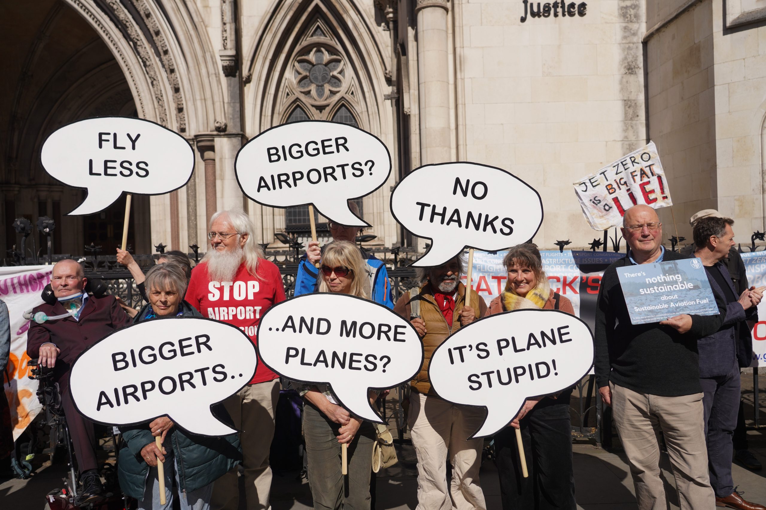 Campaigners outside the royal courts of justice