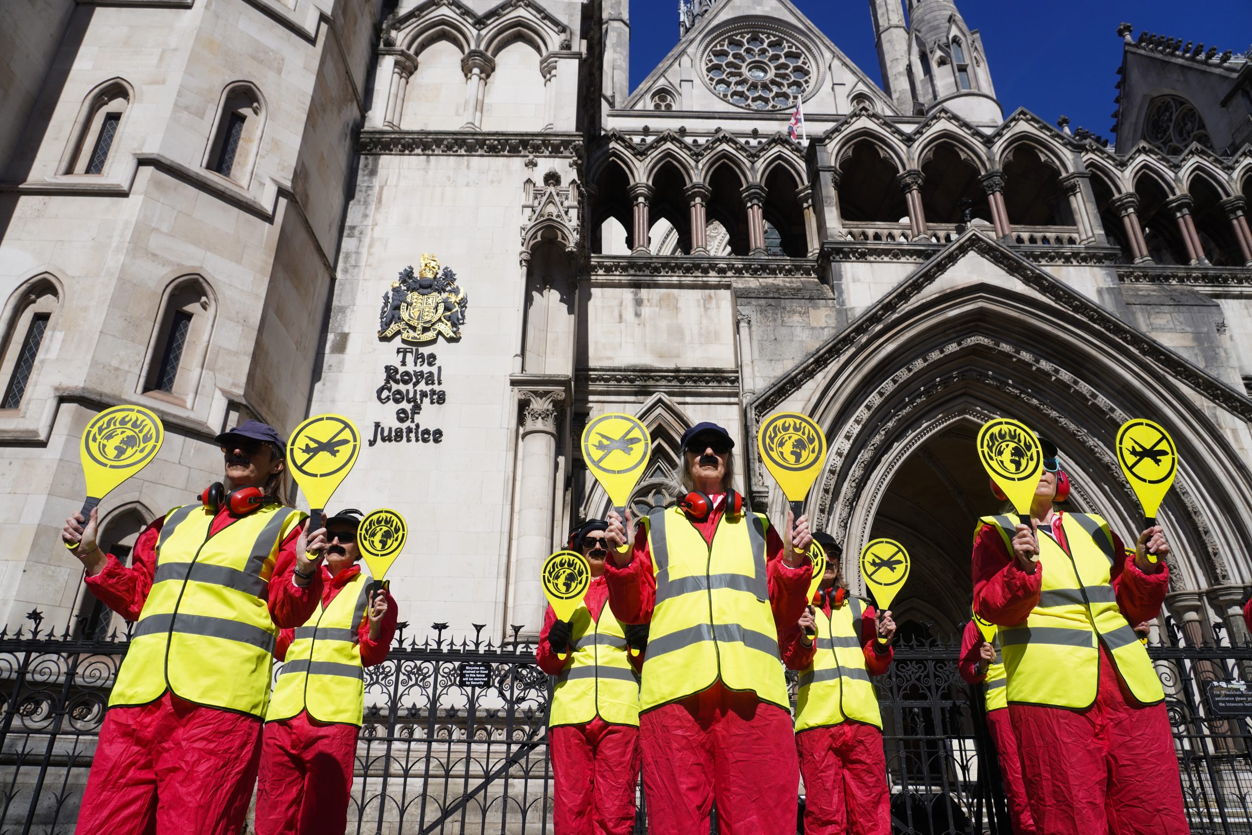 The protest outside GALBA and Possible's Jet Zero hearing