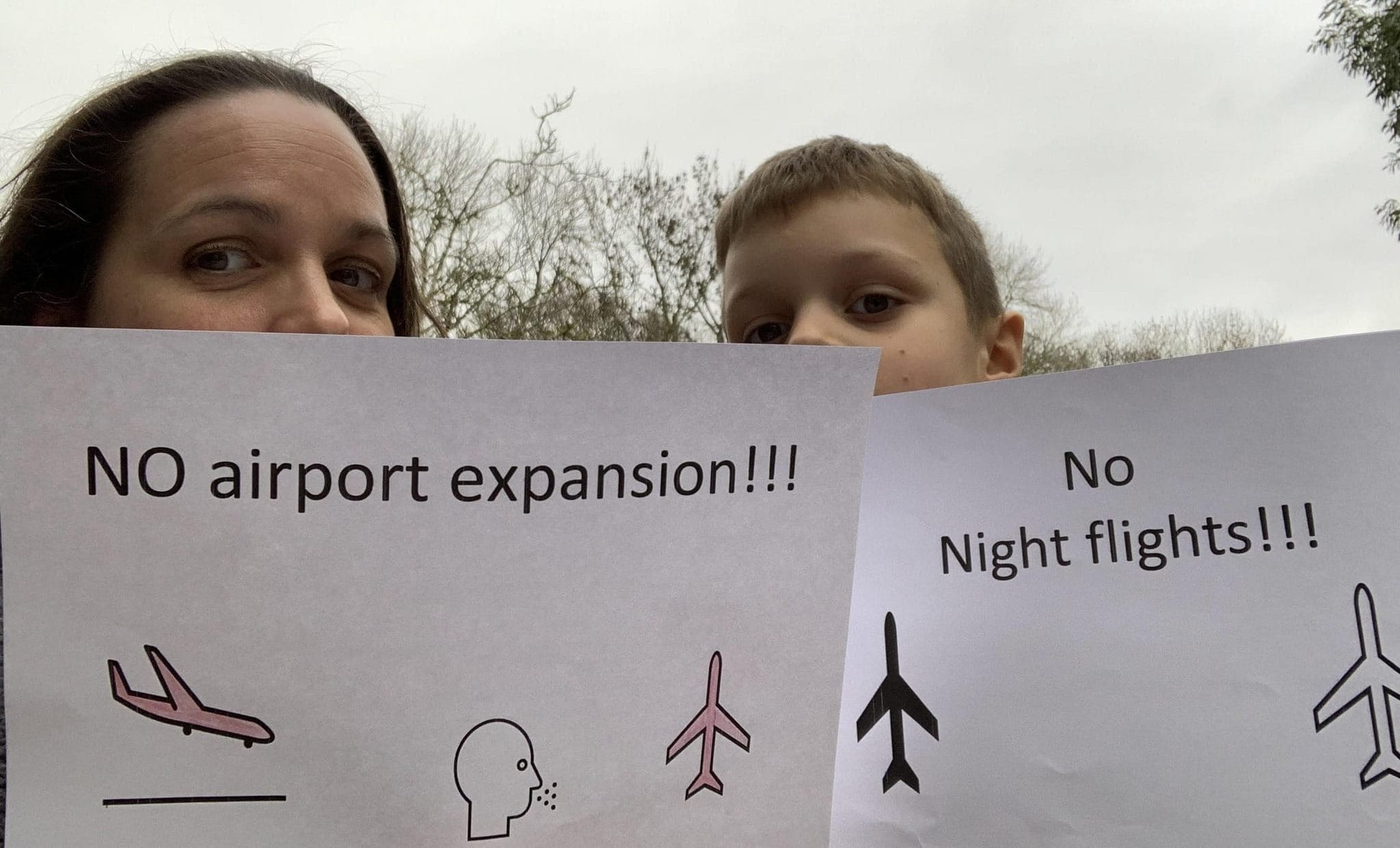 Ban Night Flights UK. Action on the international day for the ban of night flights in Gatwick.