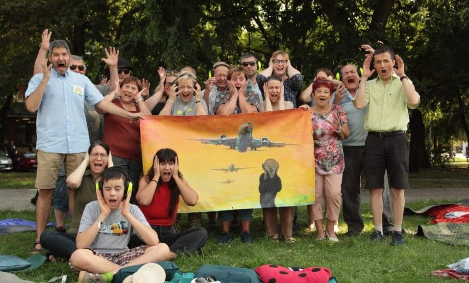 Ban Night Flights Hungary Action on the international day for the ban of night flights in Budapest.