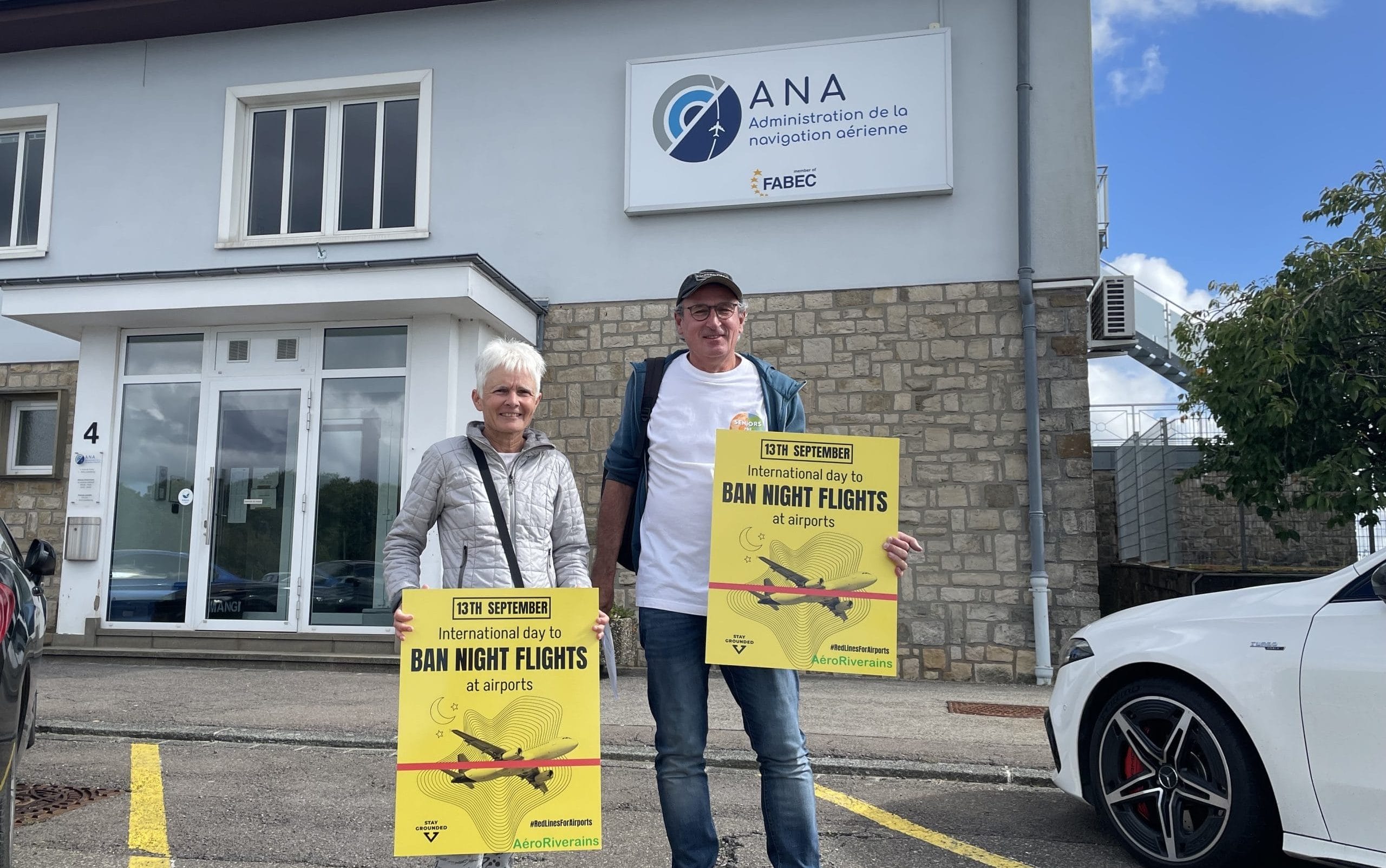 Ban Private Jets Luxembourg Action on the international day for the ban of night flights in Luxembourg.